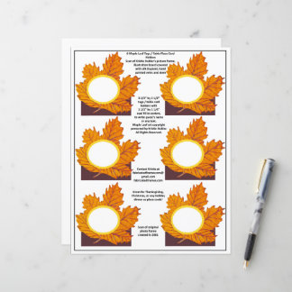 Maple Leaf Thanksgiving Name Table Place Cards