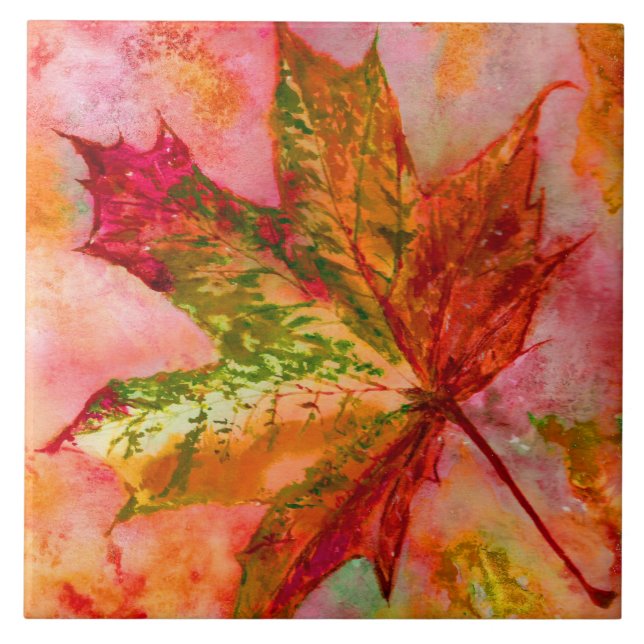 Maple Leaf Tile. Ceramic Tile (Front)