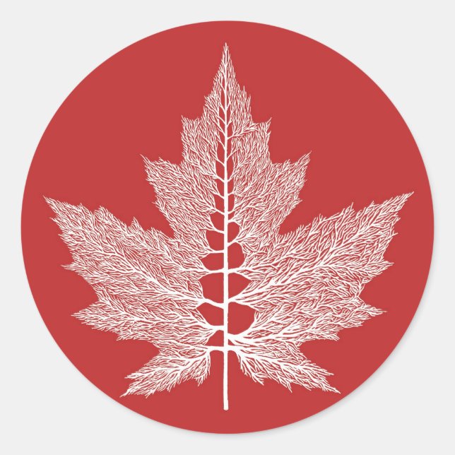 Maple Leaf Veins Sticker (Red) (Front)