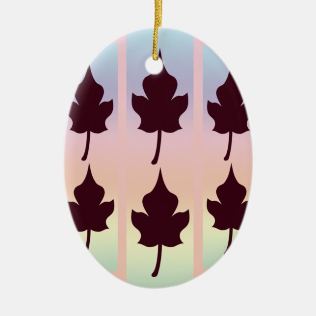 Maple Leaf with Rainbow - Ceramic Ornament (Front)
