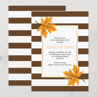 Maple leaves and stripes wedding engagement party invitation