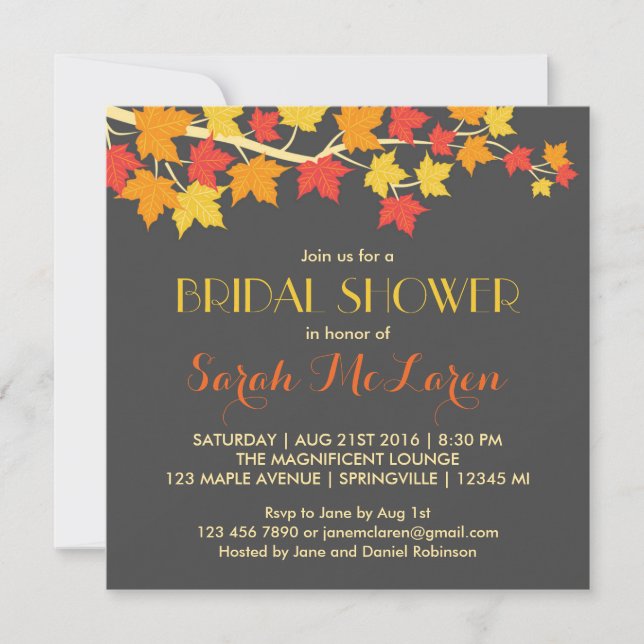 Maple Leaves Autumn Bridal Shower Invitation (Front)