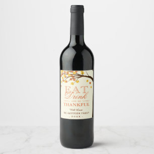 Maple Leaves Autumn Tree Thanksgiving Dinner Favor Wine Label