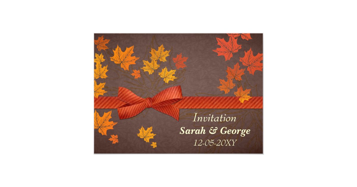 Maple Leaves Autumn Wedding Invitation Zazzle Com