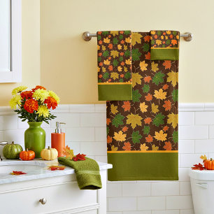 Maple leaves bath towel set