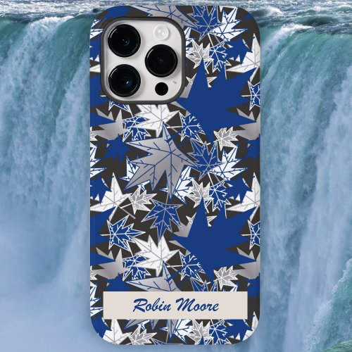 Maple Leaves Blue on a Charcoal Background Case_Mate iPhone 14 Pro Max Case
