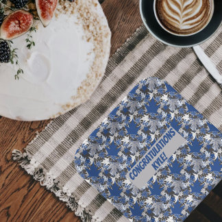 Maple Leaves Blue on a Charcoal Background  Paper Plates