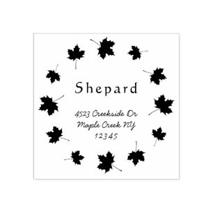 maple leaves border custom wedding return address rubber stamp