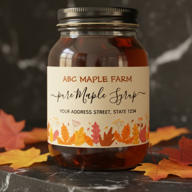 Maple Leaves Border Maple Syrup Product Label (Creator Uploaded)