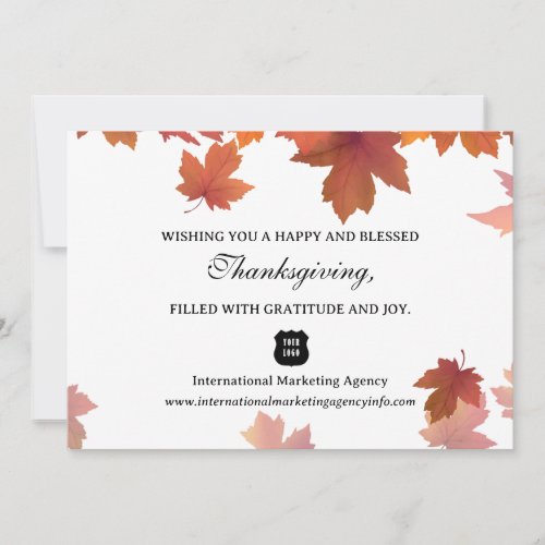 Maple Leaves Business Company Client Thanksgiving Holiday Card
