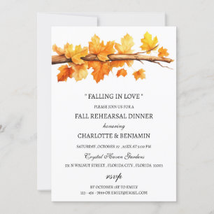 Maple Leaves Fall Autumn Theme Rehearsal Dinner Invitation