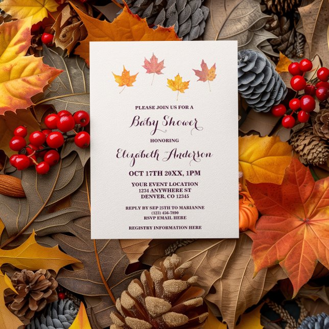 Maple Leaves Fall Baby Shower Invitation (Creator Uploaded)