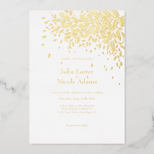 Maple Leaves Fall Wedding Foil Invitation