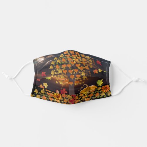 Maple Leaves Falling From Tree Pumpkin Autumn Sky Adult Cloth Face Mask