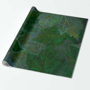 Maple Leaves Green Neon Summer Wrapping Paper