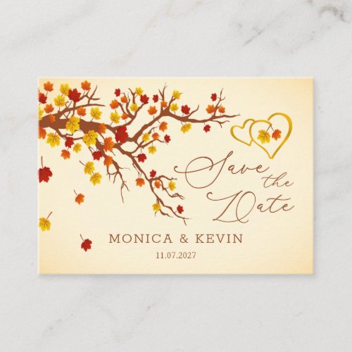 Maple Leaves Hearts Save the Date Enclosure Card