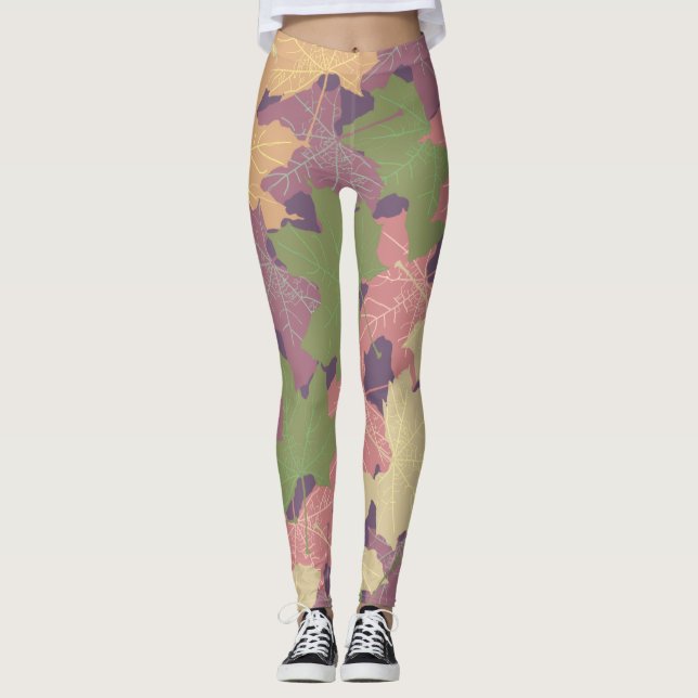 MAPLE LEAVES HELLO AUTUMN LEGGINGS (Front)