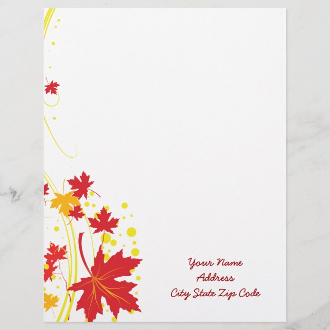 Maple leaves in fall colors custom letterhead (Front)