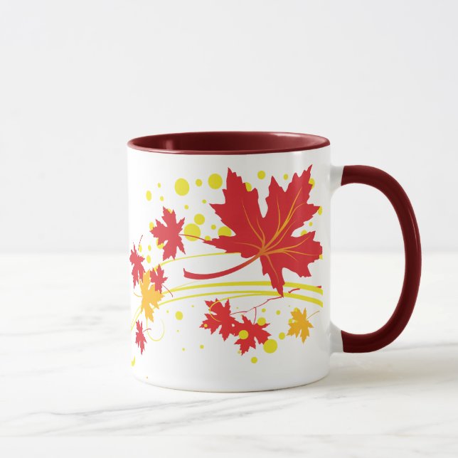 Maple leaves in fall colors custom mug (Right)