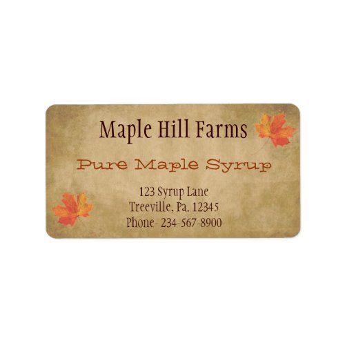 Maple Leaves Maple Syrup Product Label