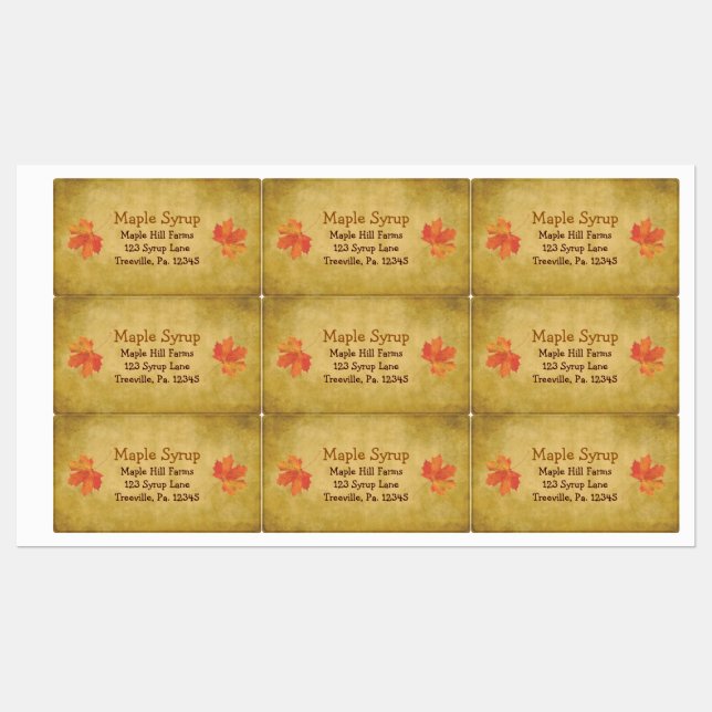 Maple Leaves Maple Syrup Waterproof Label (Sheet)