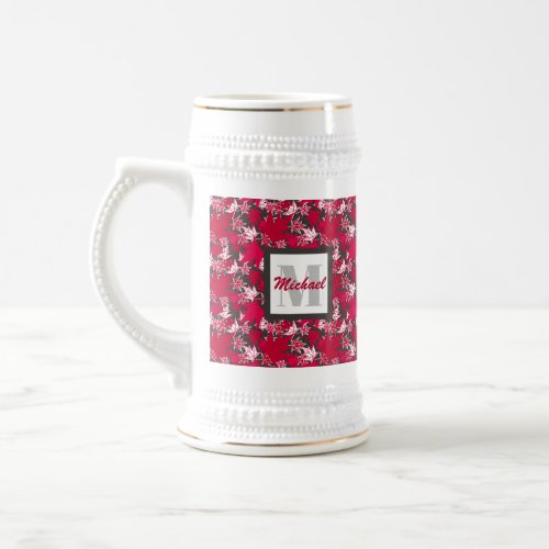 Maple Leaves on a Charcoal Background Beer Stein