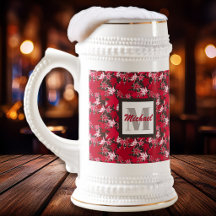 Maple Leaves on a Charcoal Background Beer Stein