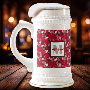 Maple Leaves on a Charcoal Background Beer Stein