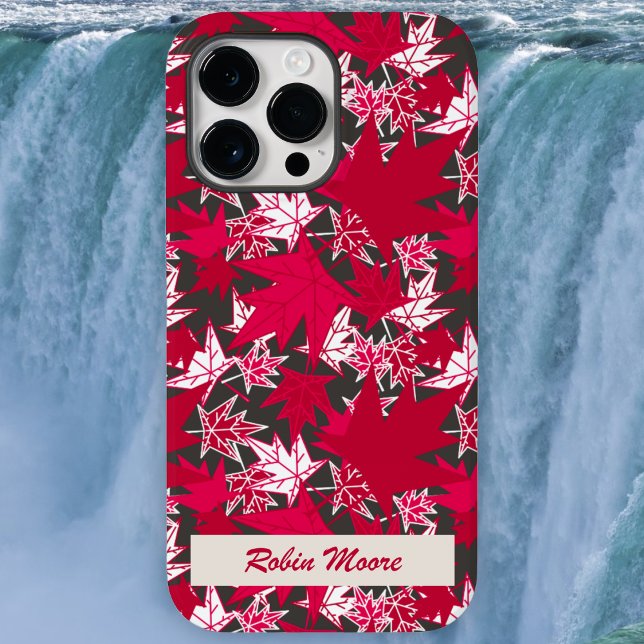 Maple Leaves on a Charcoal Background Case-Mate iPhone Case (Phone Case - Red and White Maple Leaves - Scattered by The Canadian Outpost)