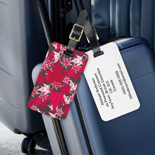 Maple Leaves on a Charcoal Background Luggage Tag