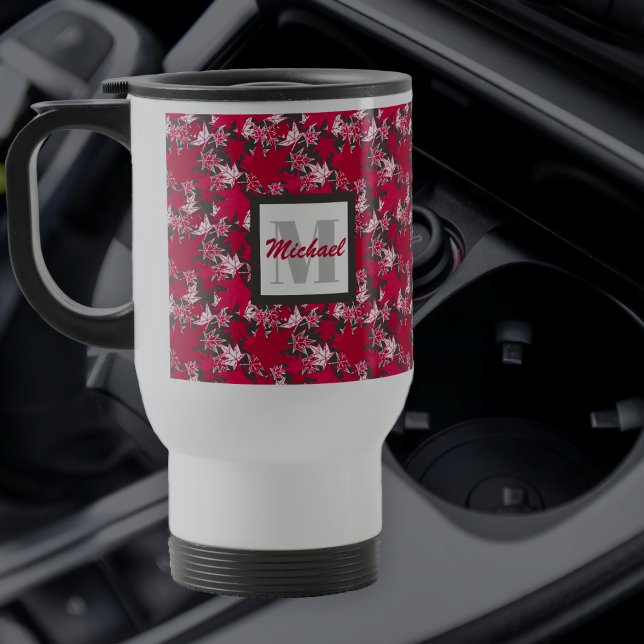 Maple Leaves on a Charcoal Background Travel Mug (Creator Uploaded)