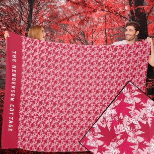 Maple Leaves on a Pink Background Fleece Blanket