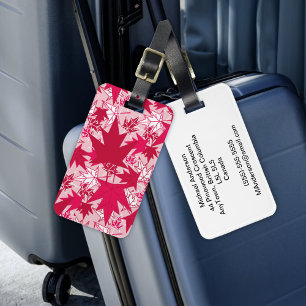 Maple Leaves on a Pink Background Luggage Tag