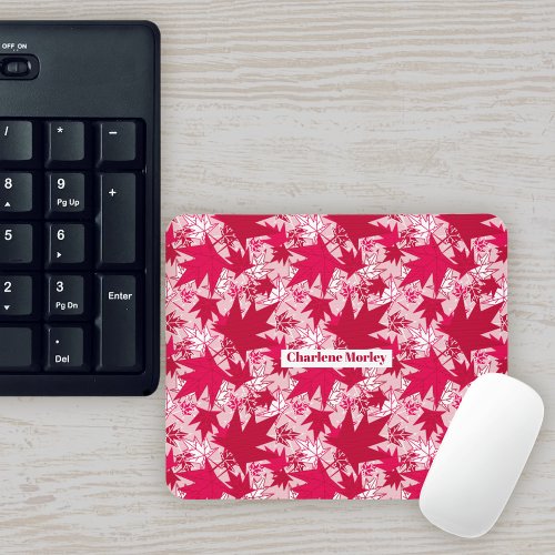 Maple Leaves on a Pink Background Mouse Pad