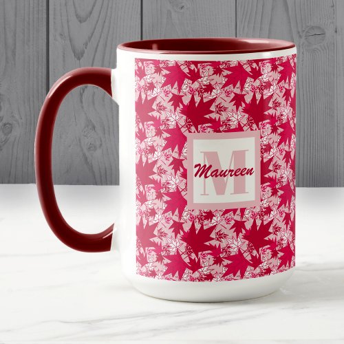 Maple Leaves on a Pink Background Mug