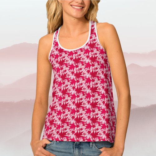 Maple Leaves on a Pink Background Tank Top