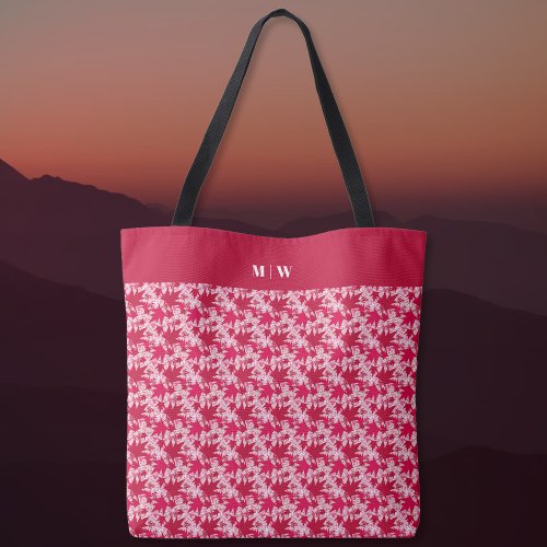 Maple Leaves on a Pink Background Tote Bag