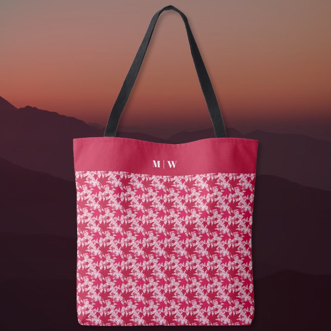 Maple Leaves on a Pink Background Tote Bag (Maple Leaves on a Pink Background Tote Bag by The Canadian Outpost Shop)