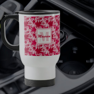 Maple Leaves on a Pink Background Travel Mug