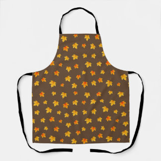 Maple leaves on Brown Background Apron