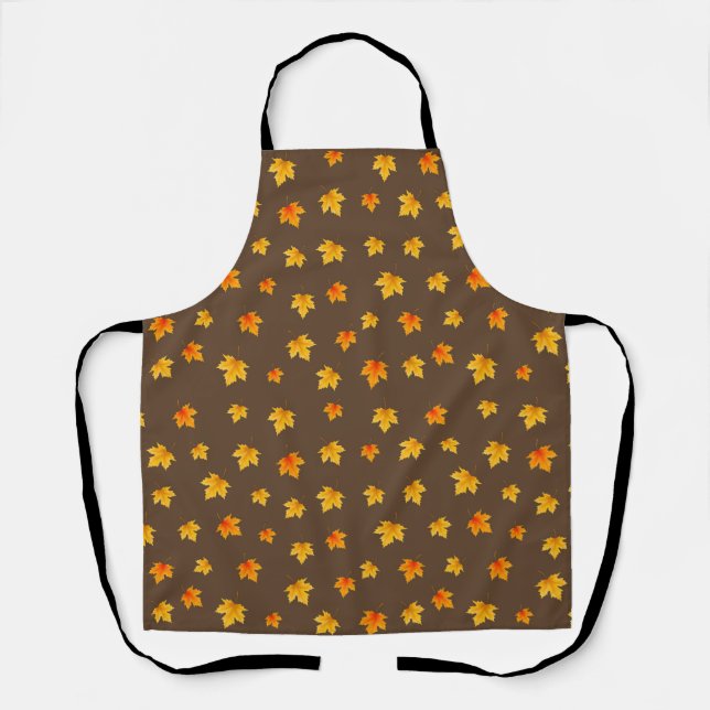 Maple leaves on Brown Background Apron (Front)