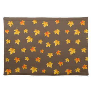 Maple leaves on Brown Background Cloth Placemat