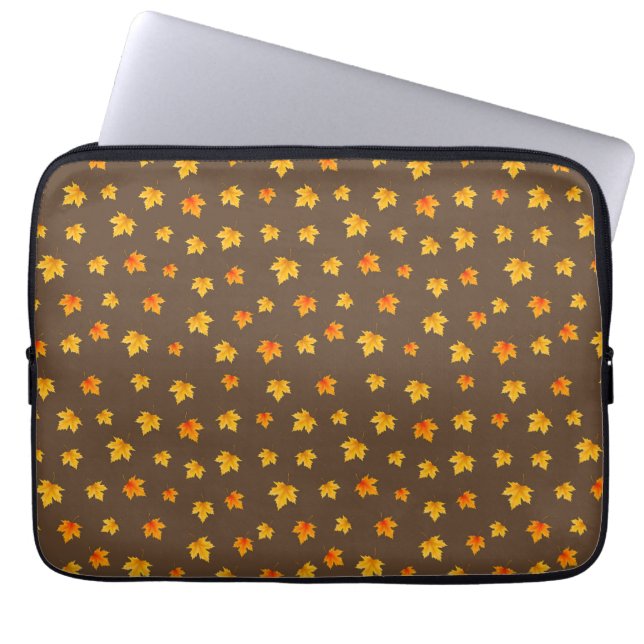 Maple leaves on Brown Background Laptop Sleeve (Front)