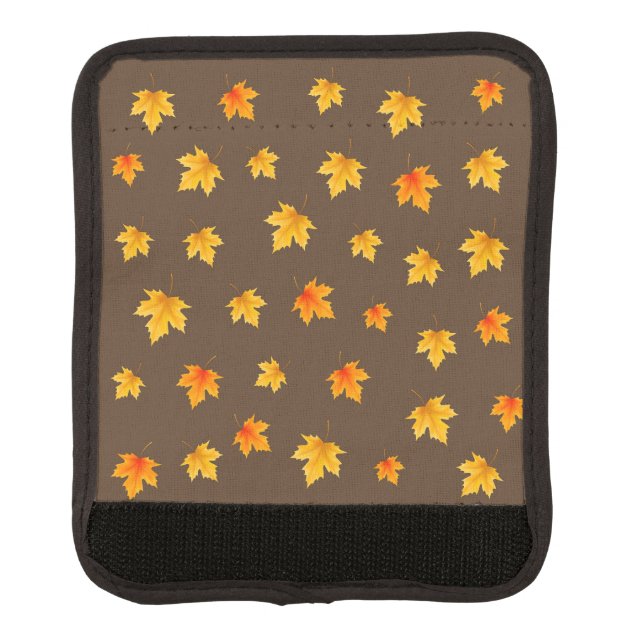 Maple leaves on Brown Background Luggage Handle Wrap (Front)