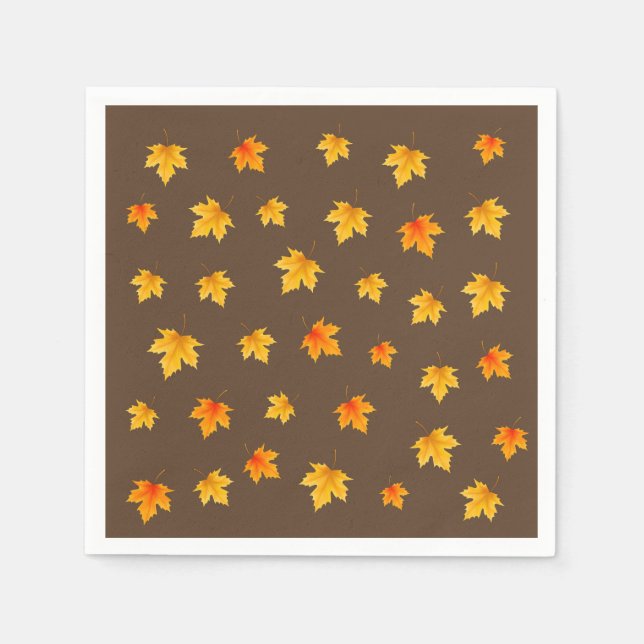 Maple leaves on Brown Background Napkins (Front)