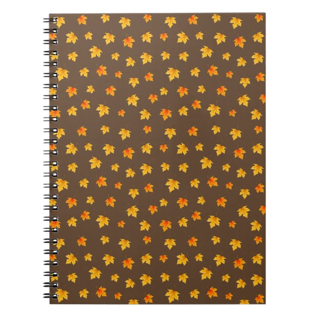 Maple leaves on Brown Background Notebook (Front)