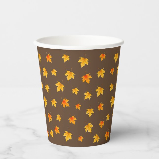 Maple leaves on Brown Background Paper Cups (Front)
