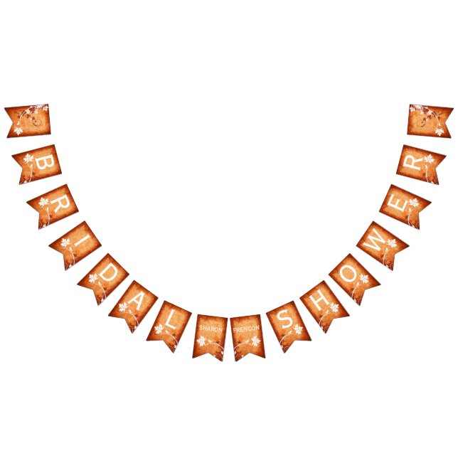 Maple leaves orange autumn wedding bridal shower bunting flags (All)