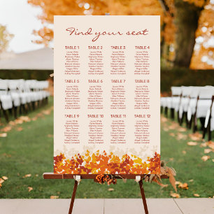 Maple Leaves Orange Autumn Wedding Seating Chart Foam Board