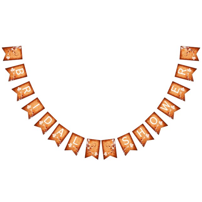 Maple leaves orange fall wedding bridal shower bunting flags (All)